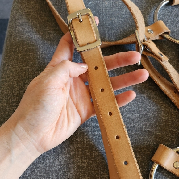 Fashion harness Handmade natural color leather Size 38" chest - Picture 10 of 13